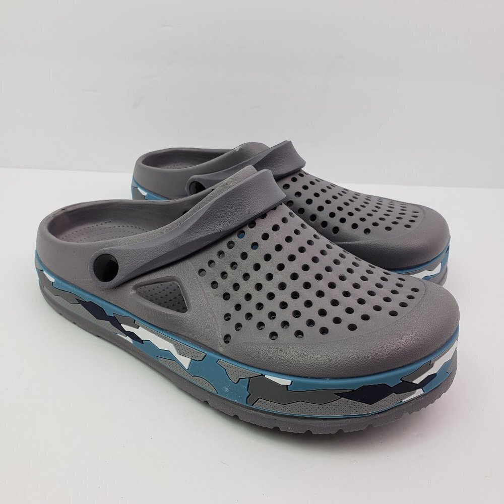 GruDawu Mens Sz EUR 43 US 9 Gray Slip On Outdoors Garden Waterproof Clog Sandals